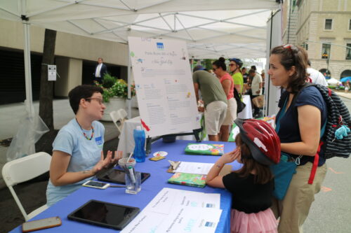 NY4P sharing open space resources at a Summer Streets event